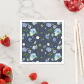 ブルーウォーターカラーアジサイとバラフローラルパターン スタンダードカクテルナプキン (インサイチュ)