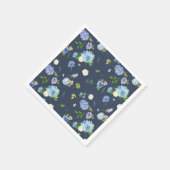 ブルーウォーターカラーアジサイとバラフローラルパターン スタンダードカクテルナプキン (角)