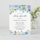 ブルーウォーターカラーアジサイとバラベビー散布 招待状 (スタンド正面)