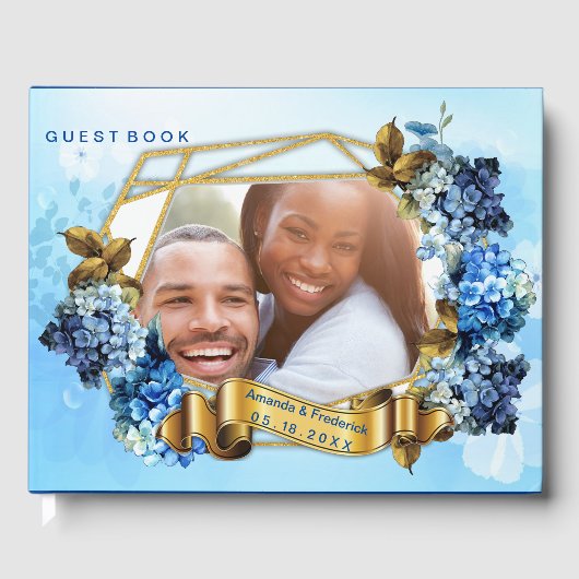 ブルーウォーターカラーアジサイの色合い ゲストブック (正面)