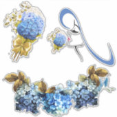 ブルーウォーターカラーアジサイの色合い シール (正面)