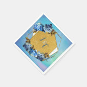 ブルーウォーターカラーアジサイの色合い スタンダードカクテルナプキン (角)