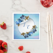 ブルーウォーターカラーアジサイの色合い スタンダードカクテルナプキン (インサイチュ)