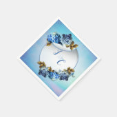 ブルーウォーターカラーアジサイの色合い スタンダードカクテルナプキン (角)