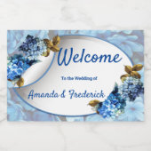 ブルーウォーターカラーアジサイの色合い スパークリングワインラベル (シングルラベル)