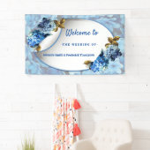 ブルーウォーターカラーアジサイの色合い 横断幕 (インサイチュ)