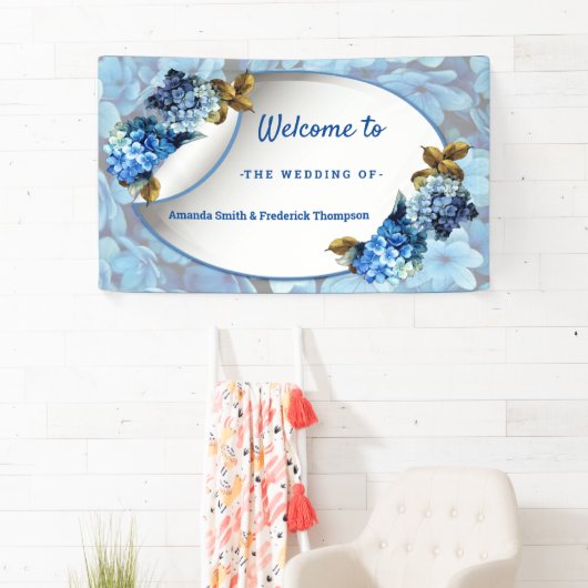 ブルーウォーターカラーアジサイの色合い 横断幕 (インサイチュ)