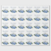 ブルーウォーターカラーアジサイの花 ラッピングペーパー (フラット)