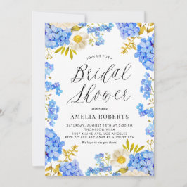ブルーウォーターカラーアジサイフローラブライダルシャワー 招待状
