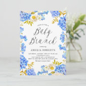 ブルーウォーターカラーアジサイフローラベビーブランチ 招待状 (スタンド正面)