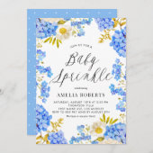 ブルーウォーターカラーアジサイフローラベビー散布 招待状 (正面/裏面)