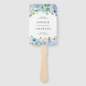 ブルーウォーターカラーアジサイフローラ結婚式 プログラム ハンドファン (正面)