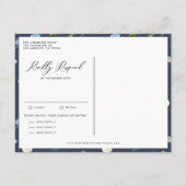 ブルーウォーターカラーアジサイ冬結婚フローラ インビテーションポストカード (裏面)