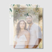 ブルーウォーターカラーアジサイ冬結婚フローラ ベラム紙招待状 (オフセット (カップル))