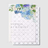 ブルーウォーターカラーアジサイ冬結婚フローラ ベラム紙招待状 (オフセット (招待状))