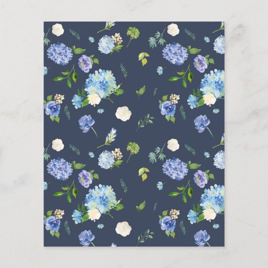 ブルーウォーターカラーアジサイ結婚式招待状 (裏面)