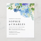 ブルーウォーターカラーアジサイ結婚式招待状 (正面)