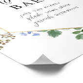 ブルーウォーターカラーアジサイ金ゴールドフレームミモザバー ポスター (角)