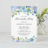 ブルーウォーターカラーアジサイ&バラブランチベビー 招待状 (スタンド正面)