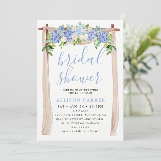 ブルーウォーターカラーアジダニアアーチフローラブライダル 招待状 (スタンド正面)