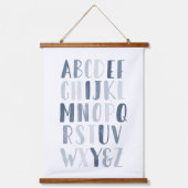 ブルーウォーターカラーアルファベットABCボーイ子供部屋デコール 吊り下げ型タペストリー (正面)