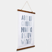 ブルーウォーターカラーアルファベットABCボーイ子供部屋デコール 吊り下げ型タペストリー (傾斜あり)