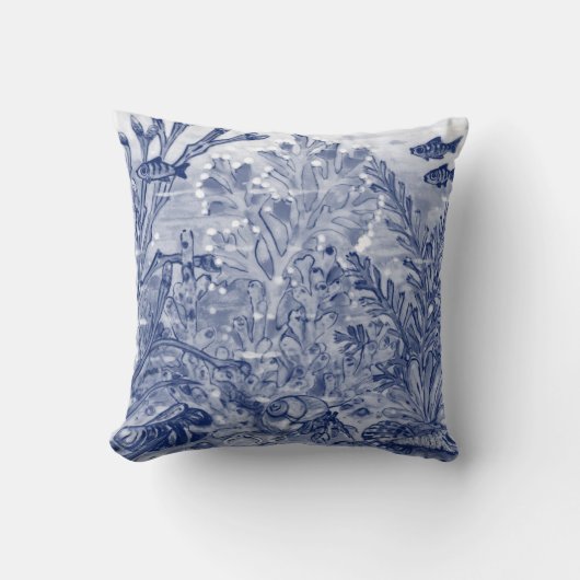 ブルーウォーターカラーアンダーシー海ビーチハウスカニ クッション (正面)