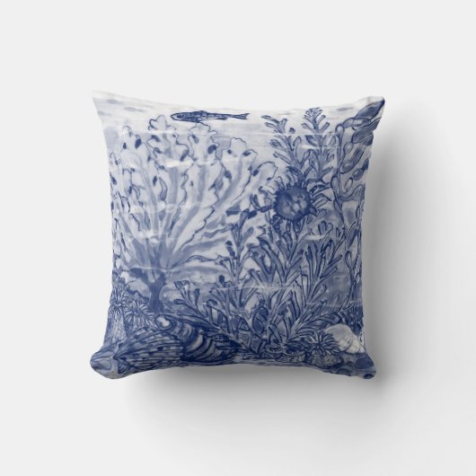 ブルーウォーターカラーアンダーシー海ビーチハウスカニ クッション (正面)