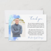 ブルーウォーターカラーアーチフォト悔やみや弔慰ありがとう サンキューカード (正面)