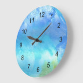 ブルーウォーターカラーアートクロック ラージ壁時計 (傾斜)