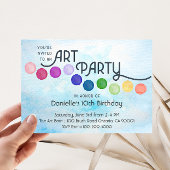 ブルーウォーターカラーアートバースデーパーティーへの招待 招待状