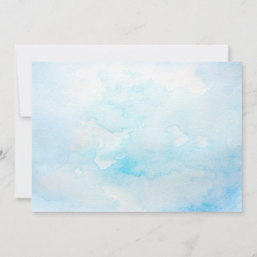 ブルーウォーターカラーアートバースデーパーティーへの招待 招待状 (裏面)