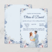 ブルーウォーターカラーイラスト結婚式招待状 招待状 (正面/裏面)