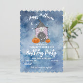 ブルーウォーターカラーウィッチハロウィーン誕生日パーティー 招待状 (スタンド正面)