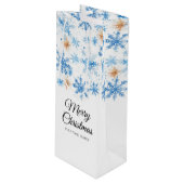 ブルーウォーターカラーウィンタースノーフレークメリークリスマス ワインギフトバッグ (正面アングル)