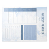 ブルーウォーターカラーウィークリープランナーメモ帳 ノートパッド (正面)