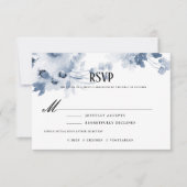 ブルーウォーターカラーウェディングRSVPと食事の選択 出欠カード (正面)