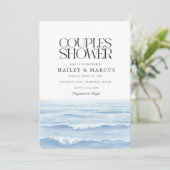 ブルーウォーターカラーウェーブズカップルズブライダルシャワー 招待状 (スタンド正面)