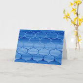 ブルーウォーターカラーエッジパターン誕生日 カード (黄色い花)