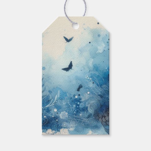 ブルーウォーターカラーエフェメラ ギフトタグ (正面)