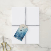 ブルーウォーターカラーエフェメラ ギフトタグ (より糸付き)