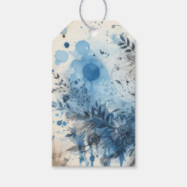 ブルーウォーターカラーエフェメラ ギフトタグ
