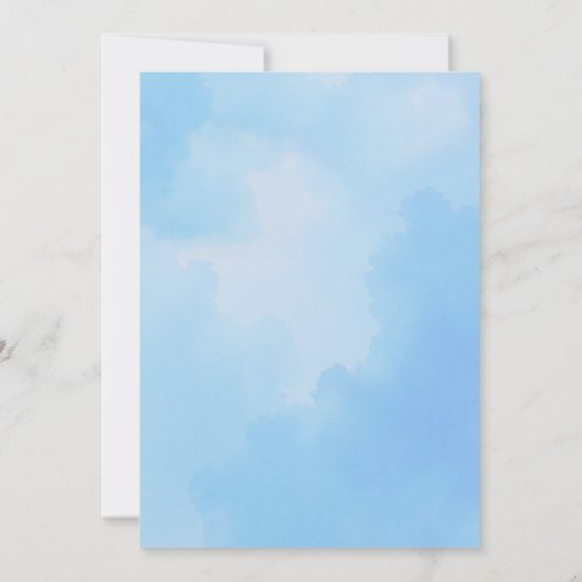 ブルーウォーターカラーエレファントベビーシャワー招待状- 招待状 (裏面)