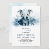 ブルーウォーターカラーエレファントベビーシャワー招待状 招待状 (正面/裏面)