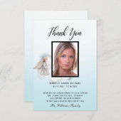 ブルーウォーターカラーエンジェル記念写真カード サンキューカード (正面/裏面)