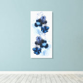 ブルーウォーターカラーオリジナルオリエンタル絵画フラワーズ キャンバスプリント (インサイチュ (ウッドフロア))