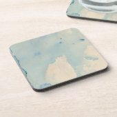 ブルーウォーターカラーオンヴィンテージ紙 コースター (左側)
