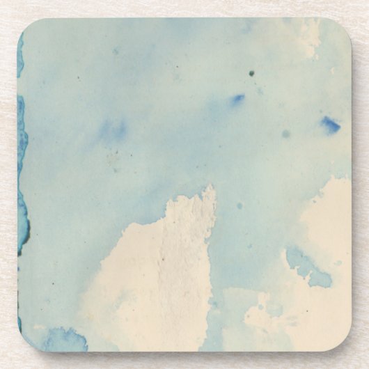 ブルーウォーターカラーオンヴィンテージ紙 コースター (正面)