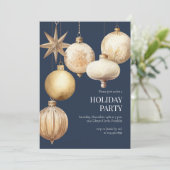 ブルーウォーターカラーオーナメントホリデークリスマスパーティー 招待状 (スタンド正面)