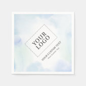 ブルーウォーターカラーカスタムビジネスロゴプロモーション スタンダードカクテルナプキン (正面)